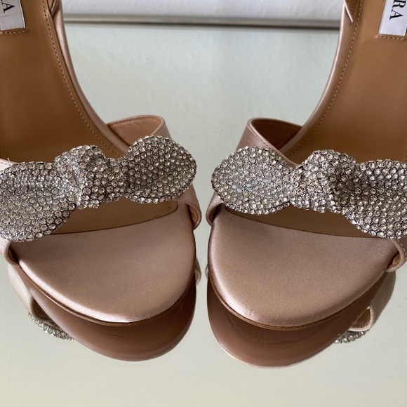 New AQUAZZURA Very Bow Tie embellished satin sandals 40.5 $1,195 - Picture 9 of 16